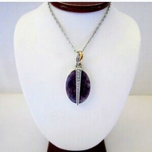 Brighton Elegant Black and Silver Oval Necklace With Pouch  EUC !! lovely